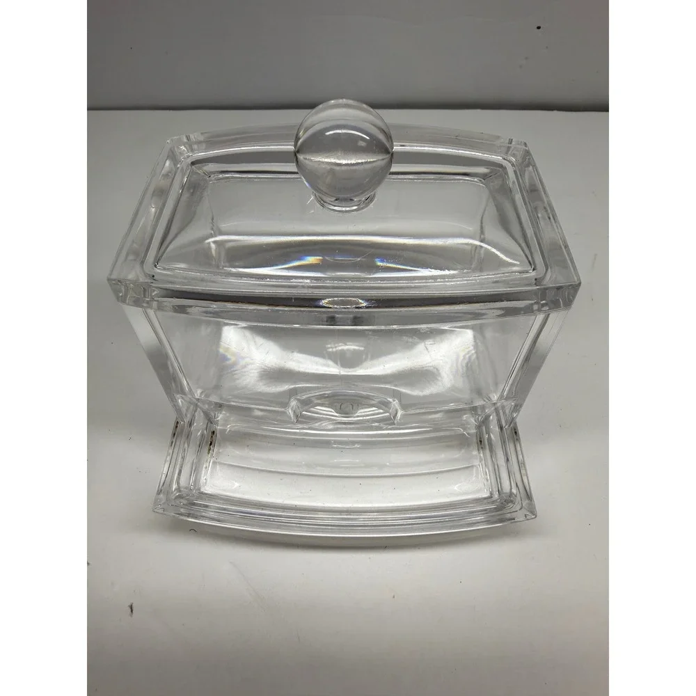 Clear Acrylic Cotton Swab Dispenser Gravity Fed Q-Tip Holder Vanity Organizer